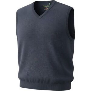 Orvis Mens XL 100% Merino Wool V-Neck Sweater Vest Charcoal Gray Knit